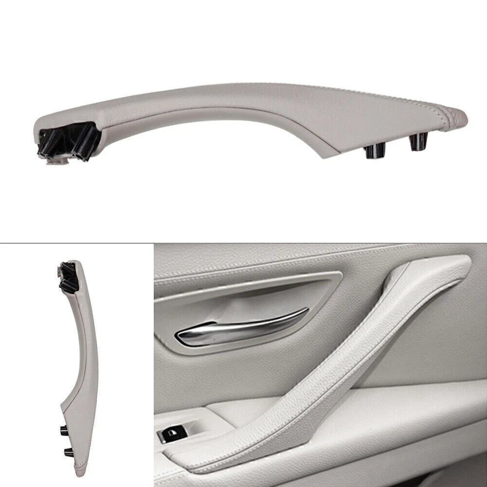 Gray Door Trim Pull Handle Left Side Real Leather for BMW 5 Series (2010-2017)