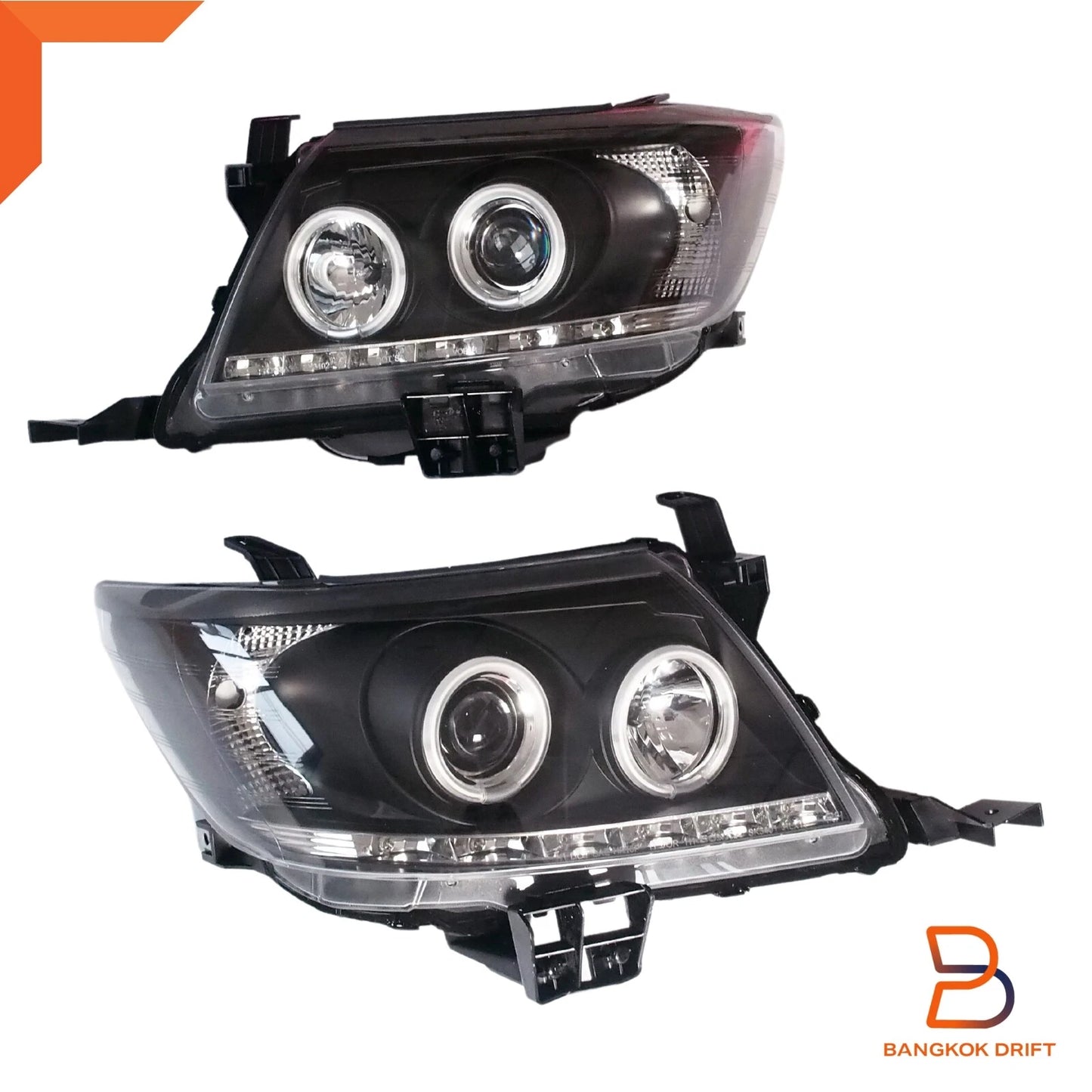 CCFL Projector Headlights Angel Eyes Black for Toyota Hilux SR5 (2011-2014)
