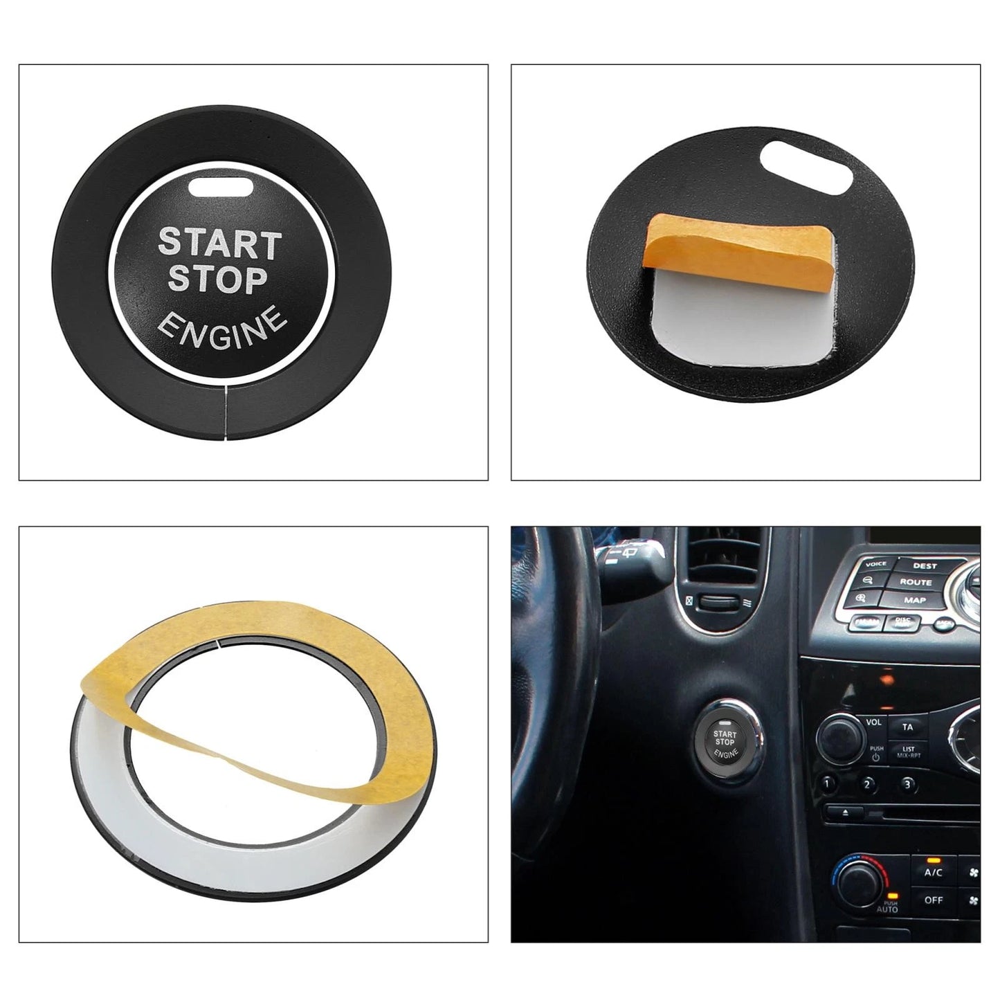 Push Start Button Cover & Ring for Infiniti Q50 Q60 QX60 - Black