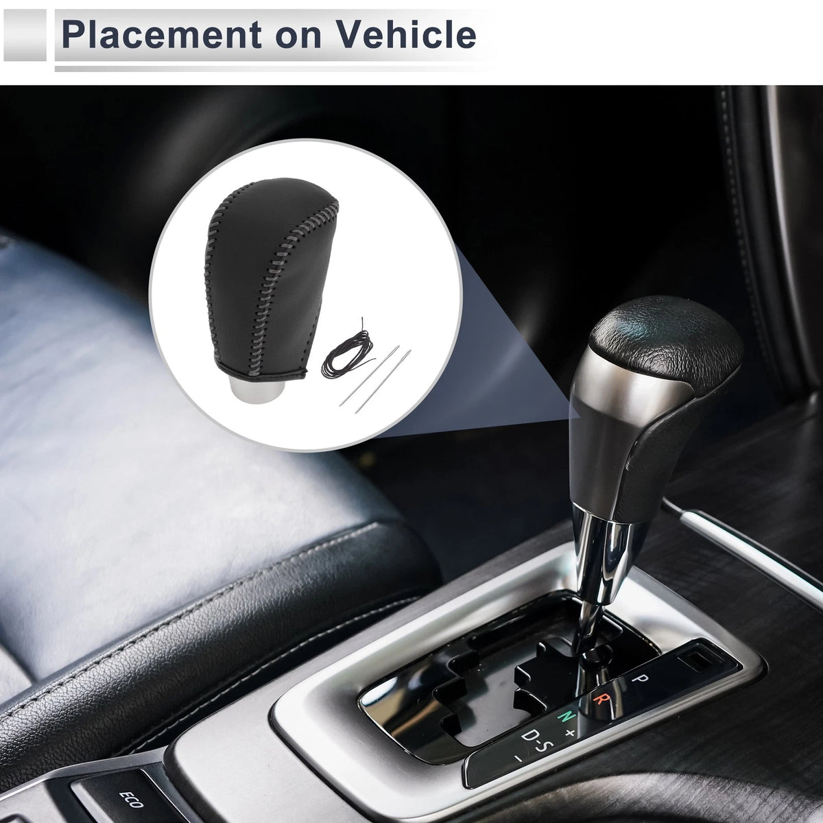 Black Grey Faux Leather Gear Shift Knob Cover for Toyota Corolla (2009-2013)