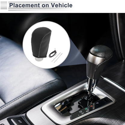 Black Grey Faux Leather Gear Shift Knob Cover for Toyota Corolla (2009-2013)