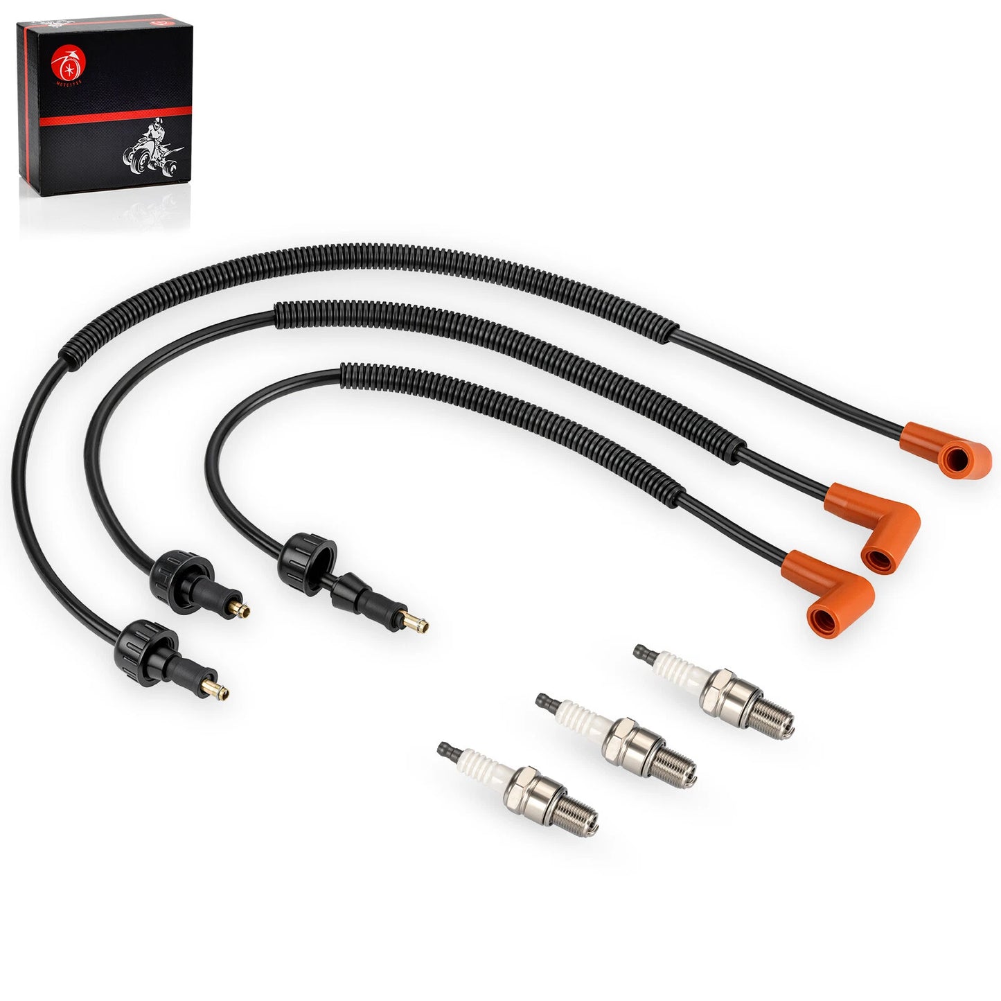 3pcs Ignition Coil Wire & Spark Plug for Polaris GENESIS (1999–2002)