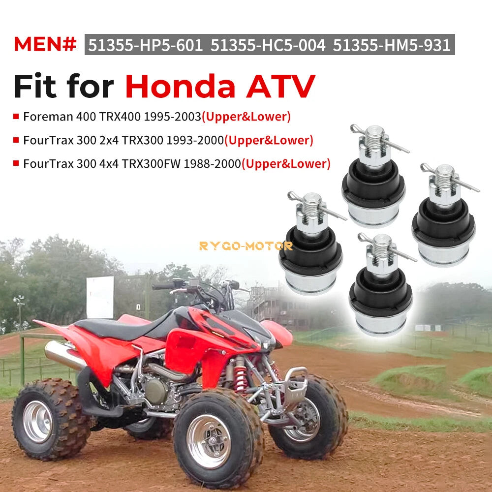 4x Front Lower Ball Joints for Honda Rancher 350/420