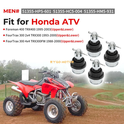 4x Front Lower Ball Joints for Honda Rancher 350/420