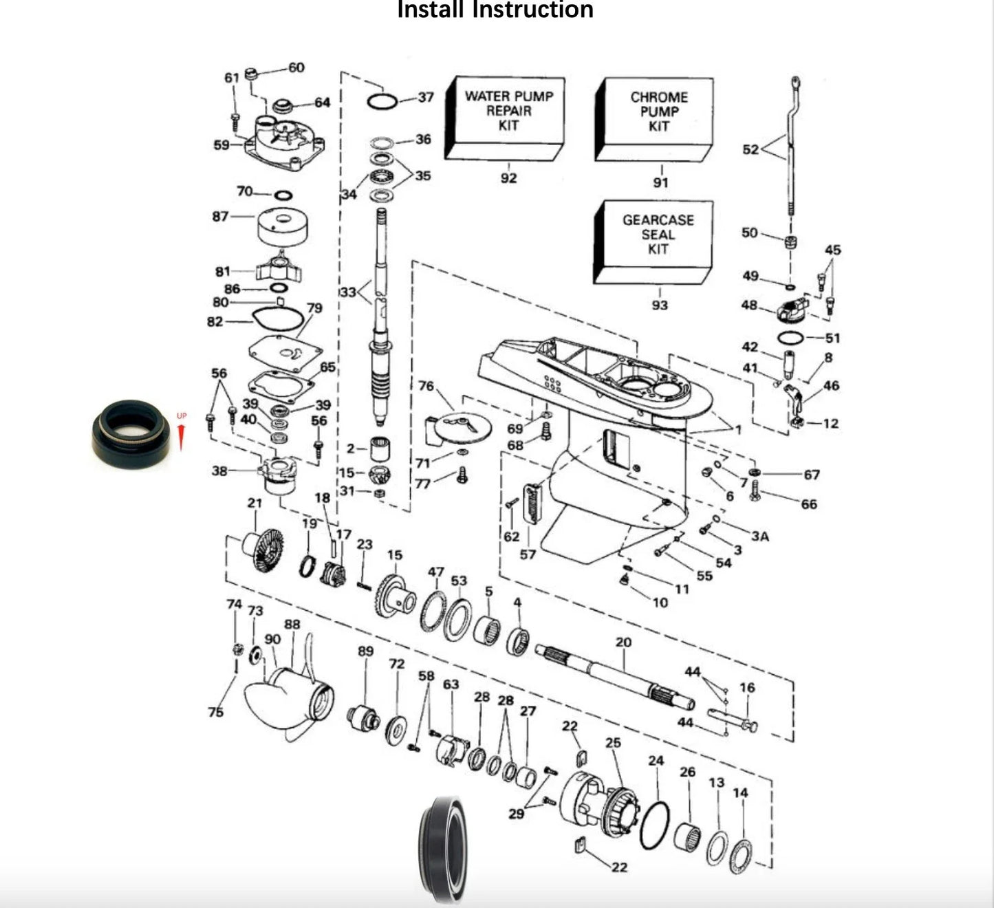 Johnson Evinrude 35-50 HP Lower Unit Gearcase Seal Kit