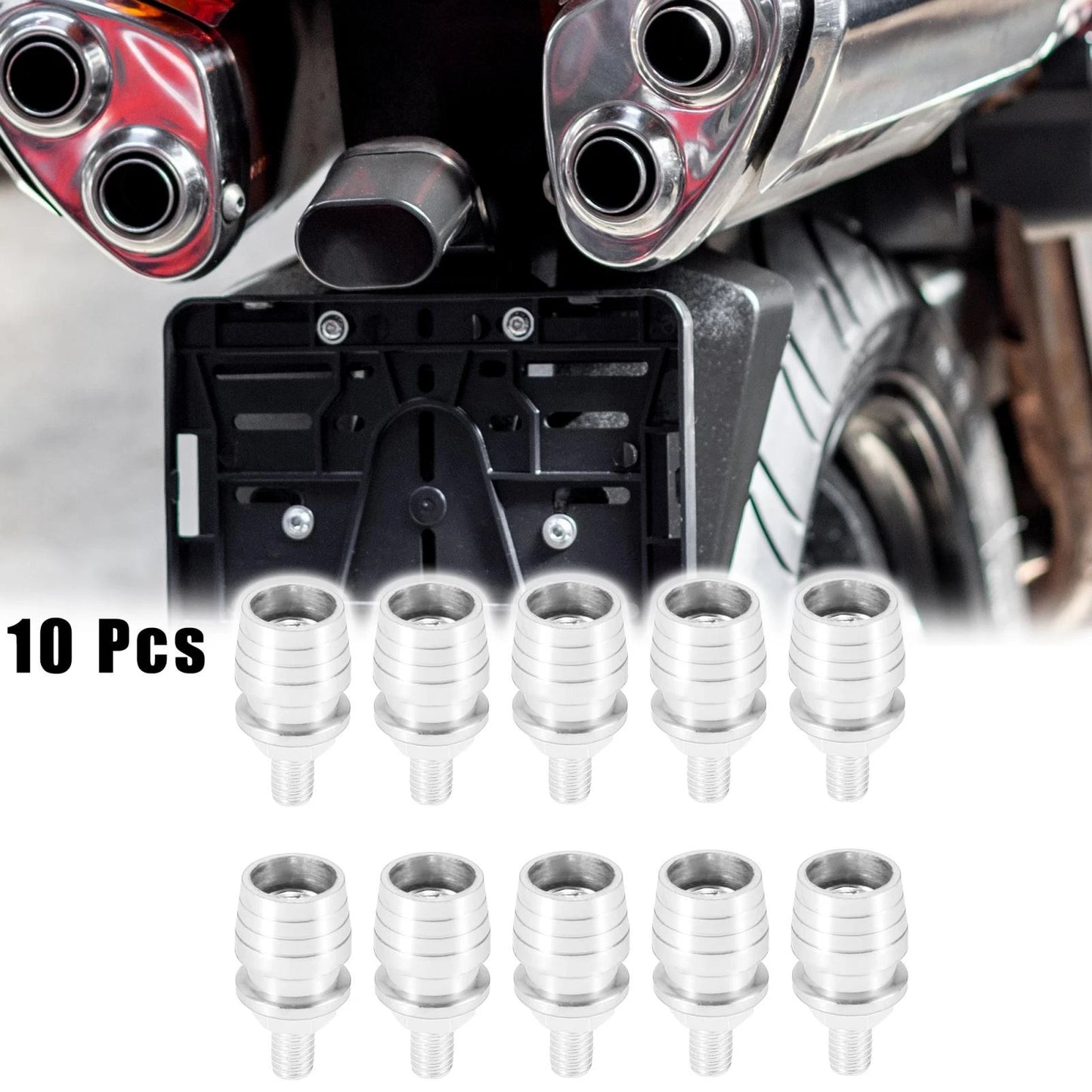 Universal Motorcycle License Plate Frame M6 Bolts Screws Silver Tone