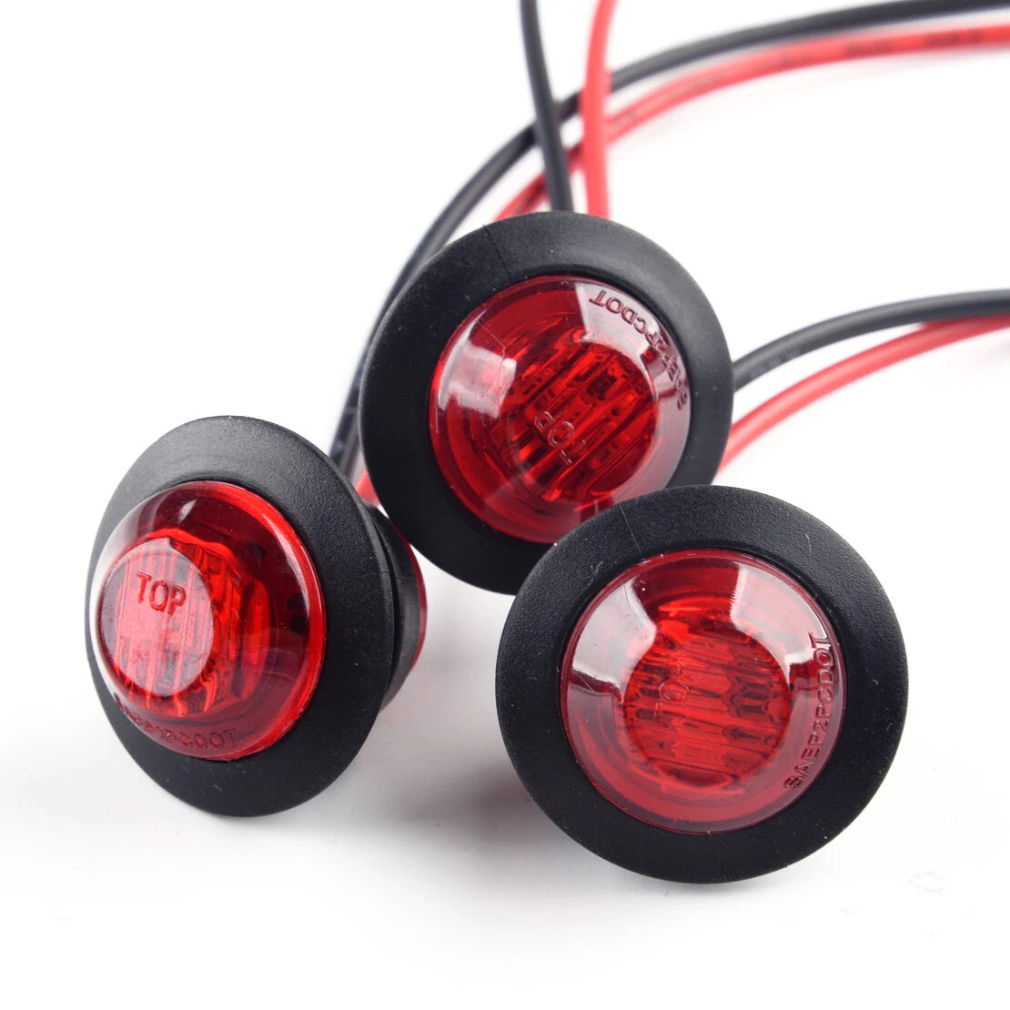 3/4" Red Round LED Side Marker Lights (2) for Car Truck Trailer