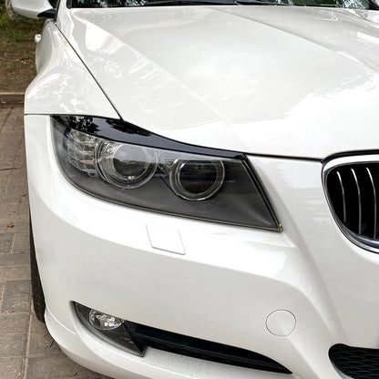 2 x Headlight Eyelid Covers for BMW 3 Series E90 E91 (2006-2012) Gloss Black