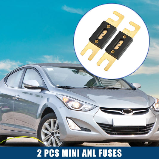 2 x Mini ANL Fuse 100A Audio CD Fuse for Car Motorcycle Boat Gold Tone Black