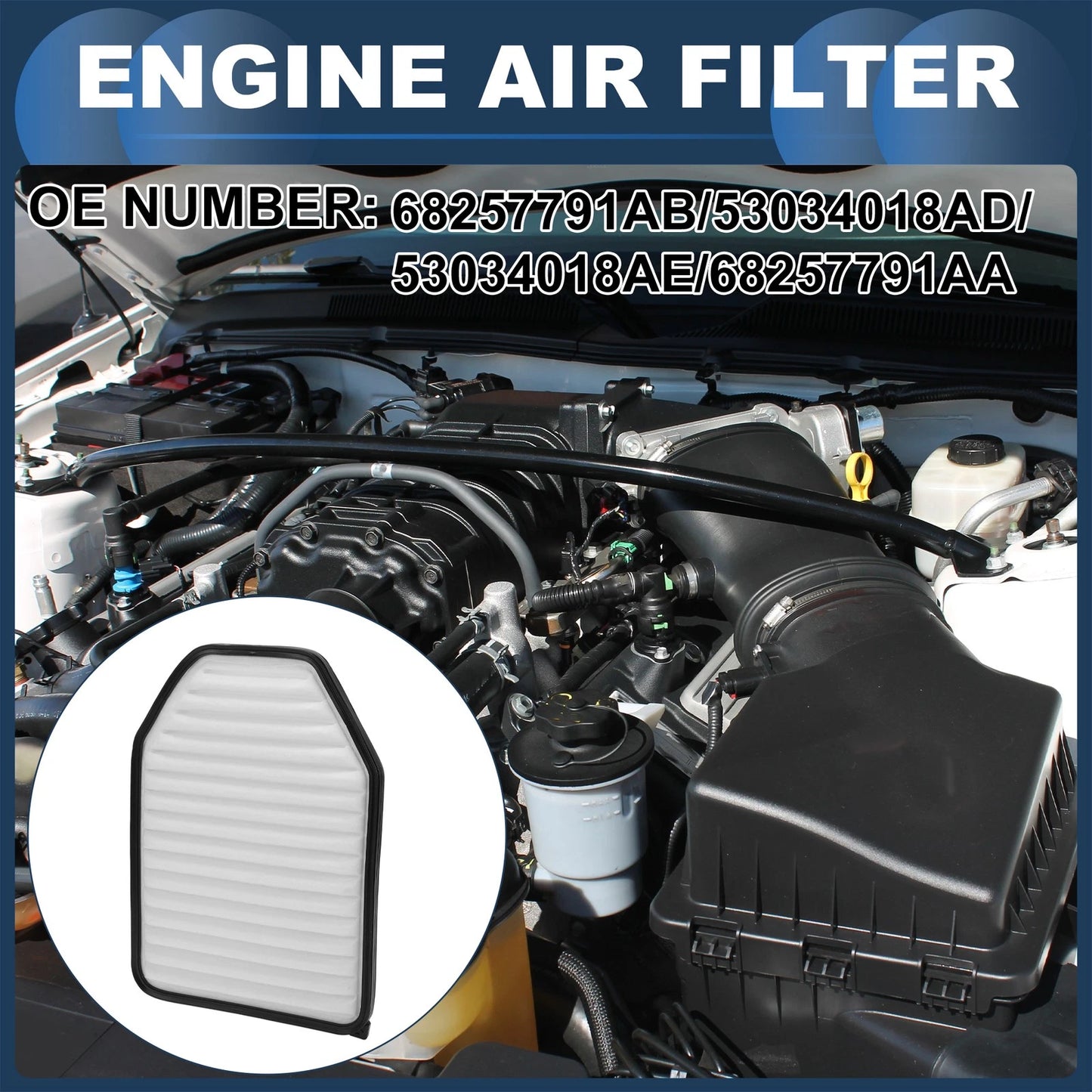 Engine Air Filter for Jeep Wrangler 3.6L 3.8L (2007-2017) - 1 Pcs