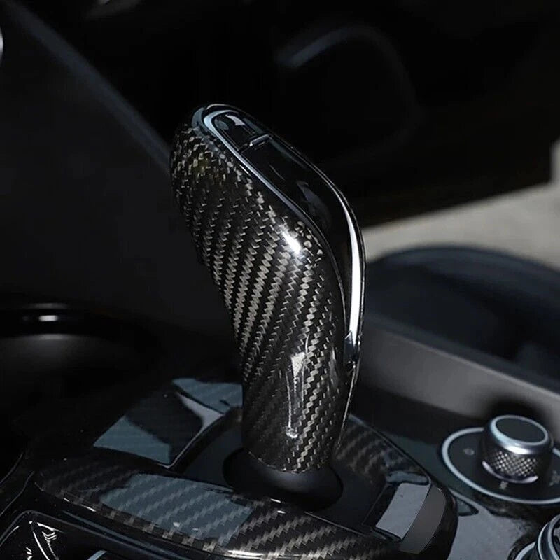 Carbon Fiber Gear Shift Head Knob Cover Trim for Alfa Romeo Giulia Stelvio