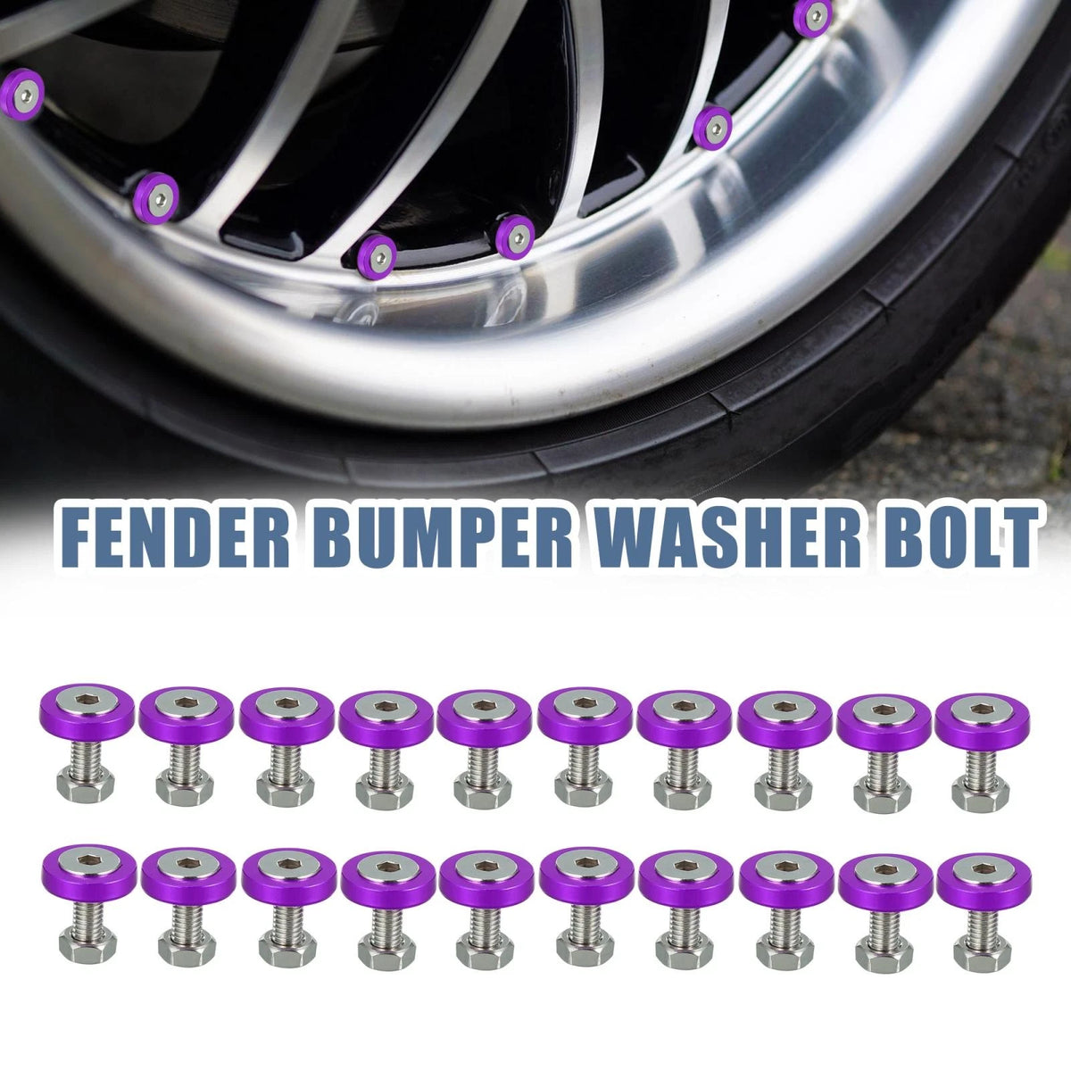 20pcs Purple M6 Fender Bumper Washer Bolt Nut for Motorcycle Car