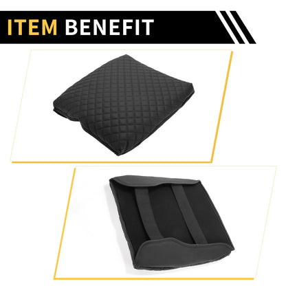 Armrest Cover for Dodge Ram Microfiber Leather Square Pattern Black