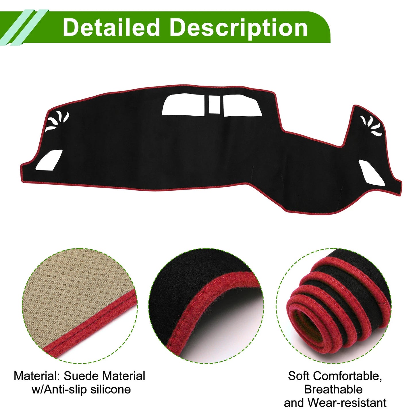 Dash Cover Mat for Mitsubishi Outlander 3 PHEV GN0W Black Red (2013-2023)