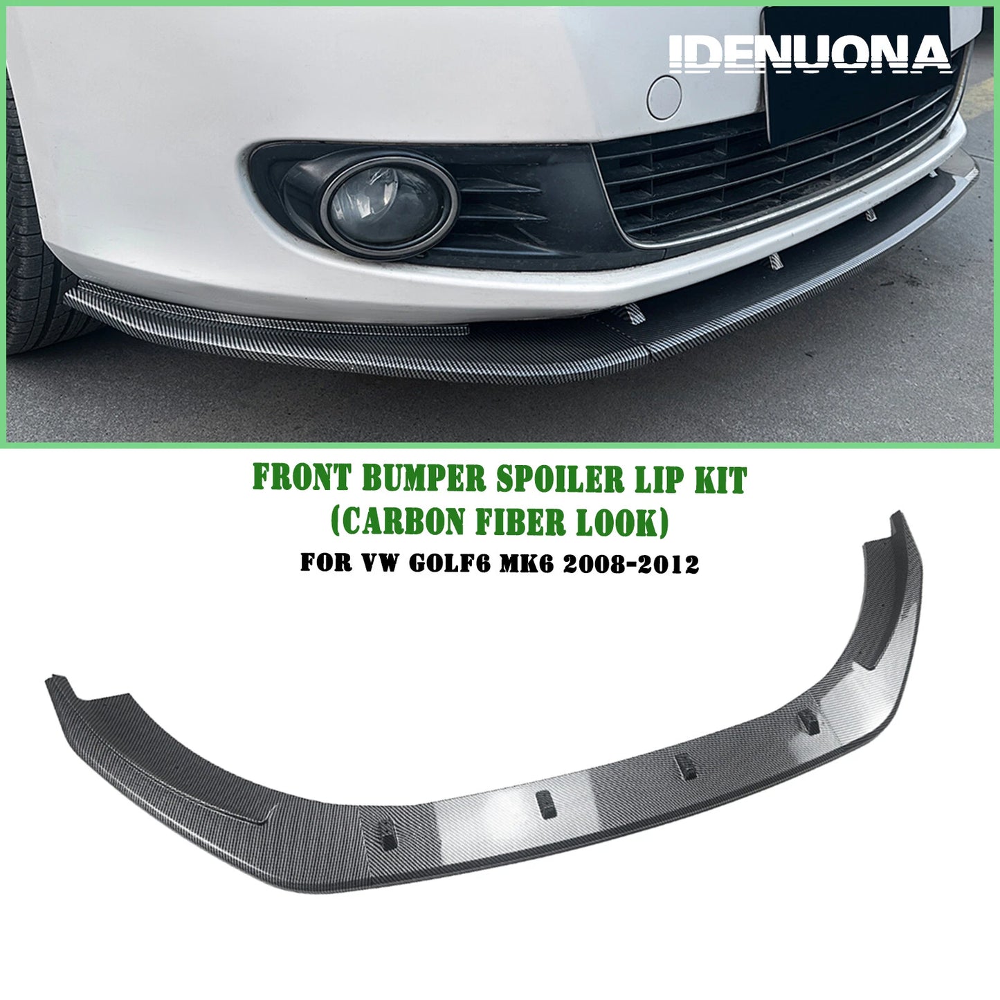 Front Bumper Spoiler Lip Splitter for VW Golf 6 MK6 (2008-2012)