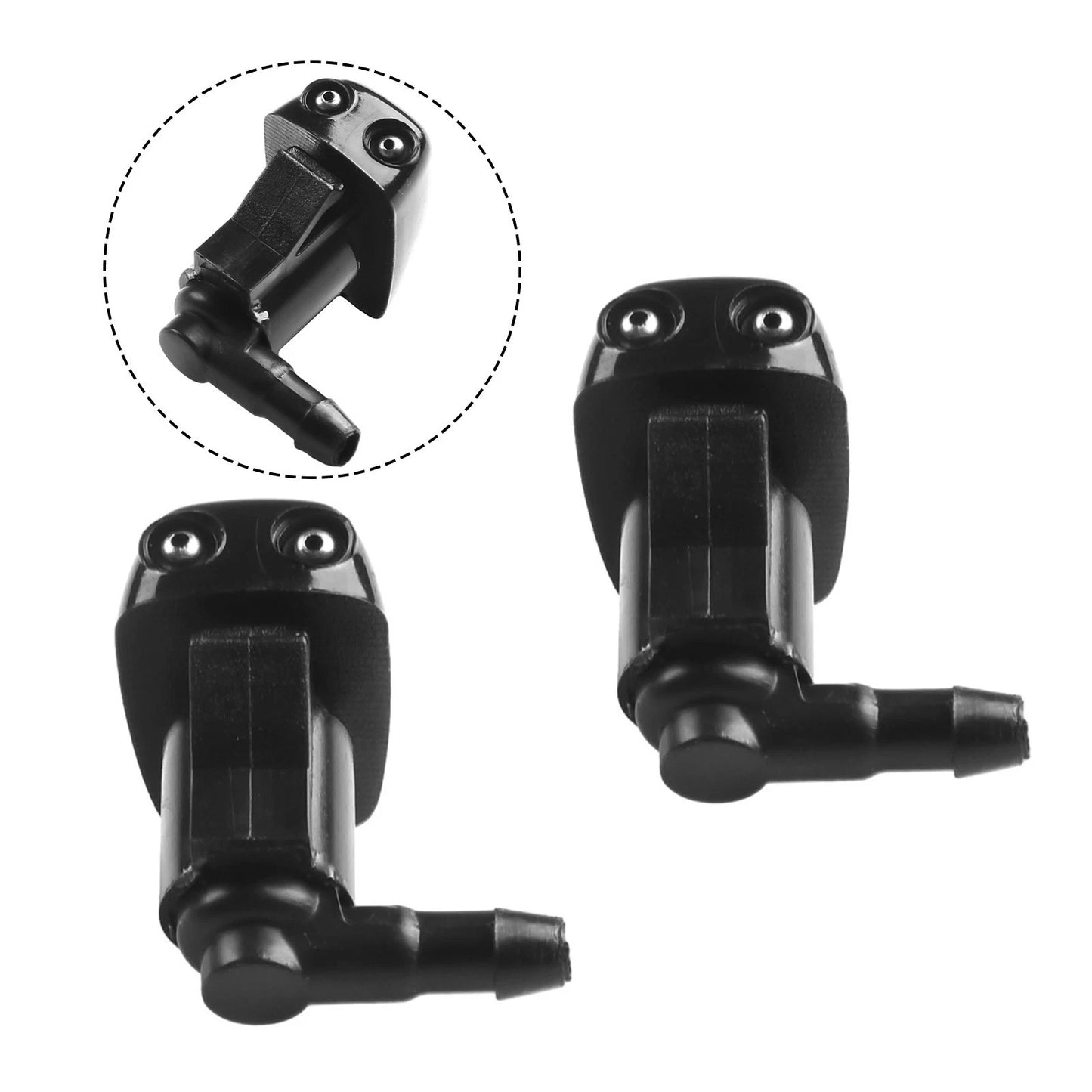 2 x Washer Nozzle ABS-Plastic Black Front Jet Windscreen Wiper for Mazda 3 5 6