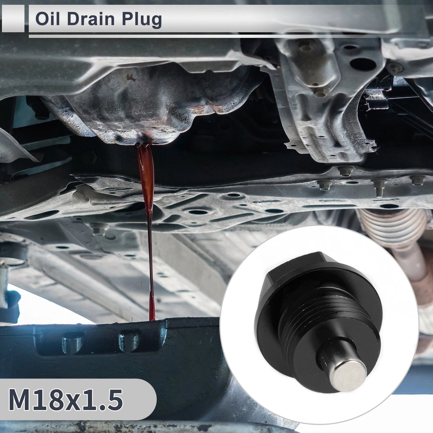 1 x M18x1.5 Engine Oil Drain Plug with Gasket for Car, Motorcycle, Boat
