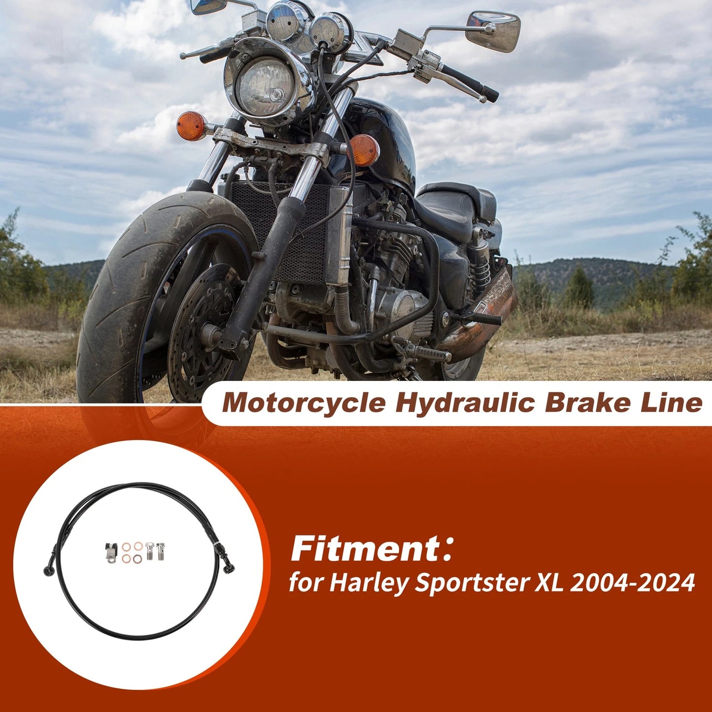 48.5" Hydraulic Front Brake Line for Harley Sportster XL (2004–2024)