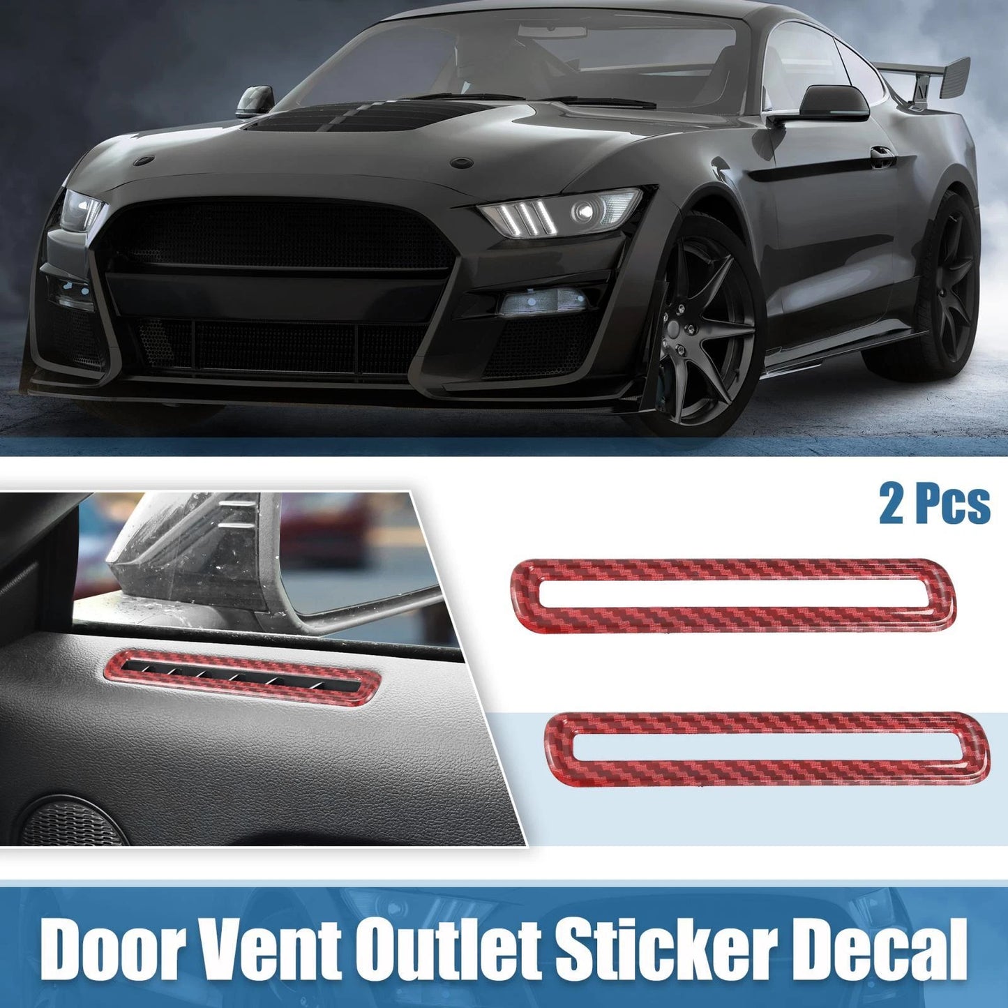2 x Air Conditioner Door Vent Cover Stickers for Ford Mustang (2015-2022)