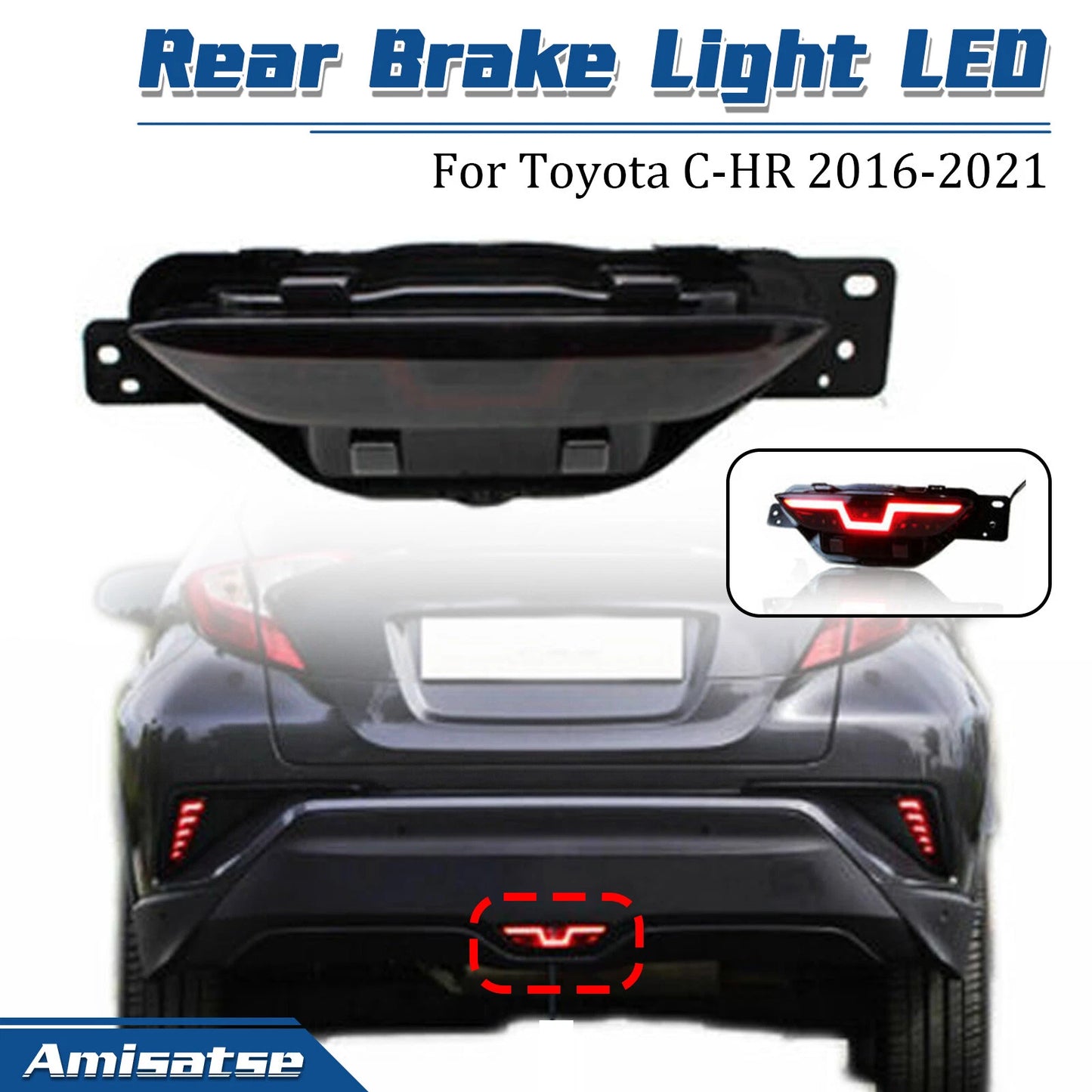 LED Rear Bumper Tail Brake Light for Toyota CHR (2016-2021)