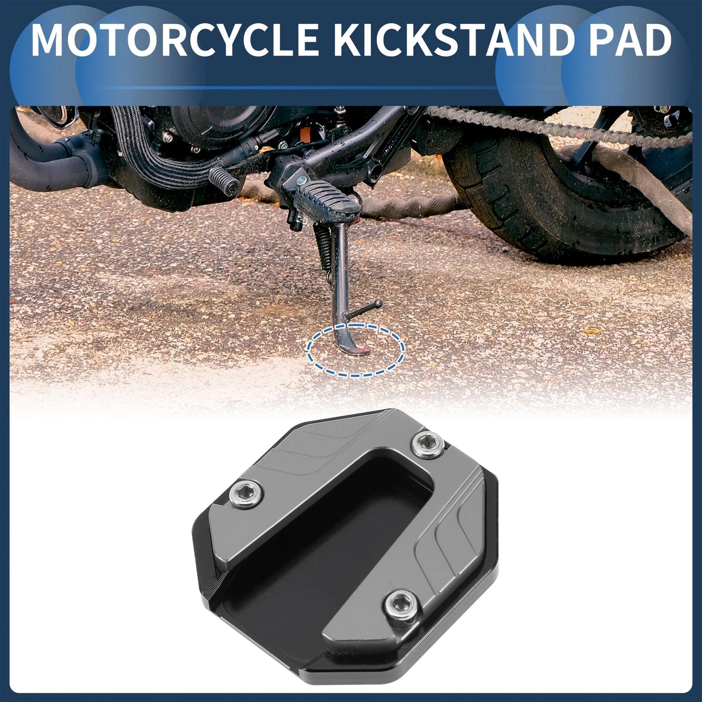 Motorcycle Kickstand Pad Aluminum Alloy Titanium Tone for Motorcycle