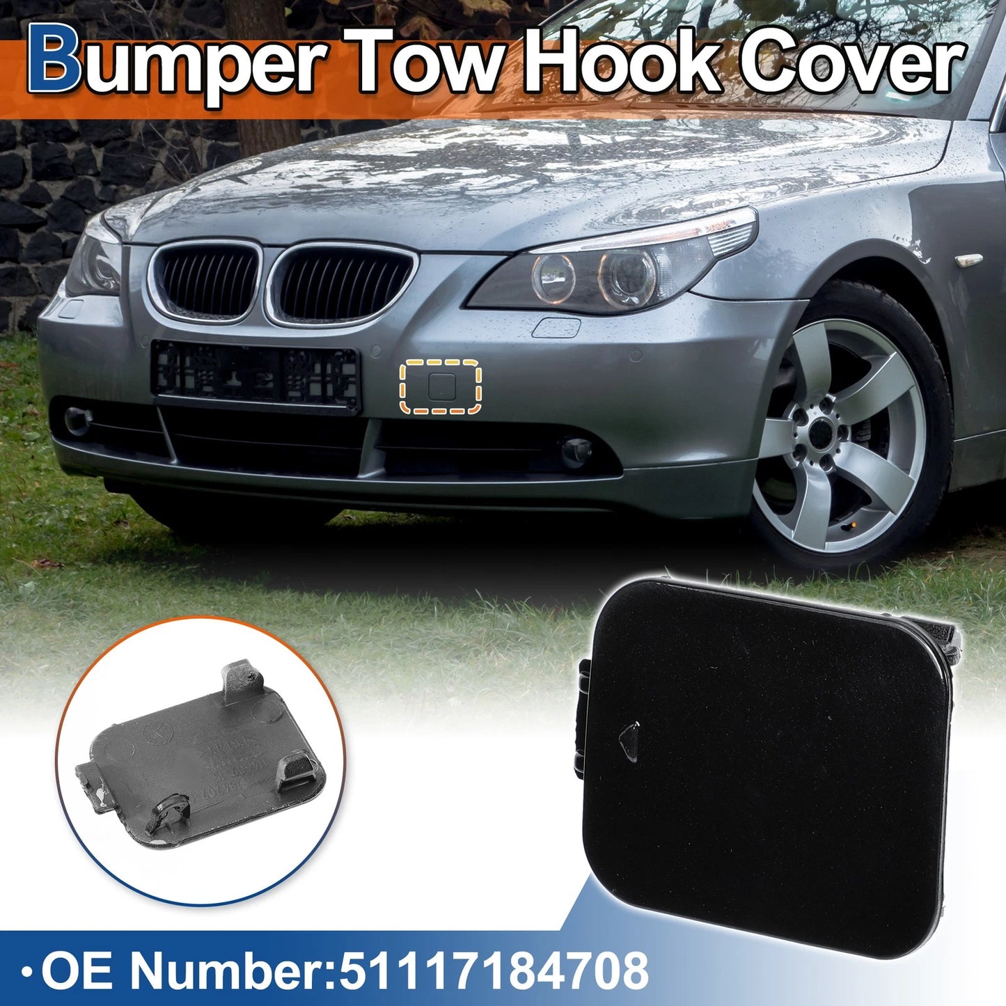 Tow Hook Cover for BMW 528i 535i 550i (2011-2016) Black