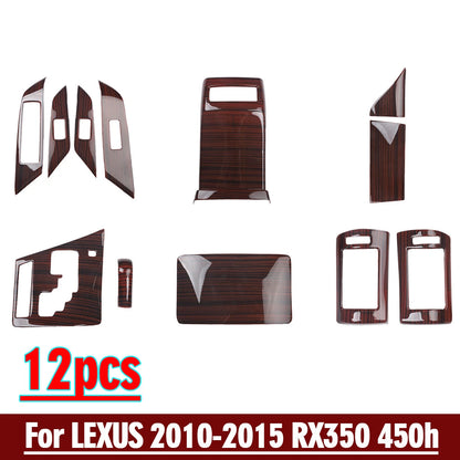 12x Wood Grain Interior Accessories Cover Trim for LEXUS RX (2010–2015)