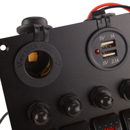 6-Gang Waterproof Circuit Red LED Rocker Switch Panel for Car Marine Boat