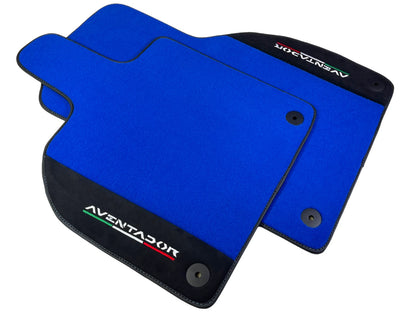 Blue Floor Mats for Lamborghini Aventador 2012-2022 with Alcantara Leather