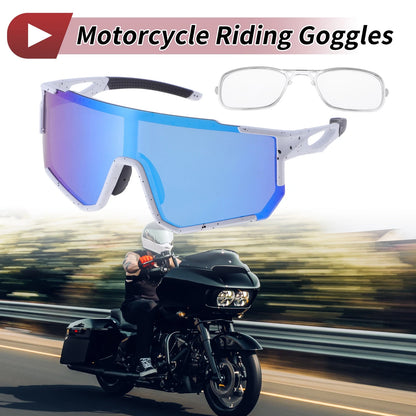 Goggles Motorcycle Riding Blue Lens White Black Spotted Frame for Motorcycle
