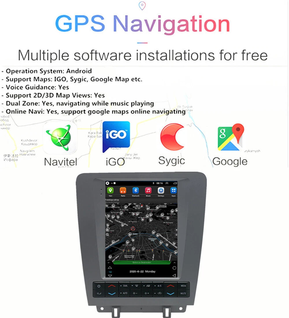 Stereo Radio Navigation GPS Head Unit for Ford Mustang (2010-2014)
