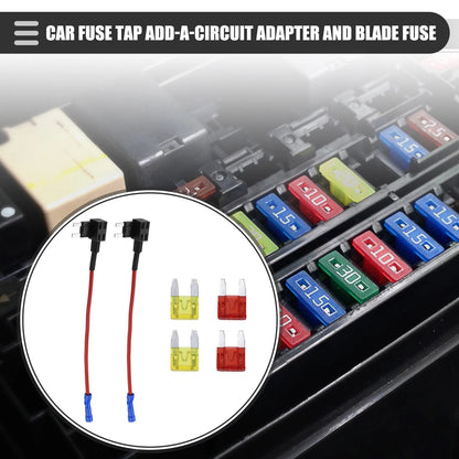 Circuit 12V Mini Fuse Tap w/  10A 20A ATM APM Blade Fuses for Car