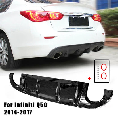 Rear Lower Bumper Diffuser Lip for Infiniti Q50 (2014-2017) Glossy Black