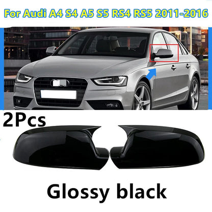 Glossy Black OX Horn Mirror Cap for Audi A4 S4 A5 S5 RS4 RS5 (2011–2016)