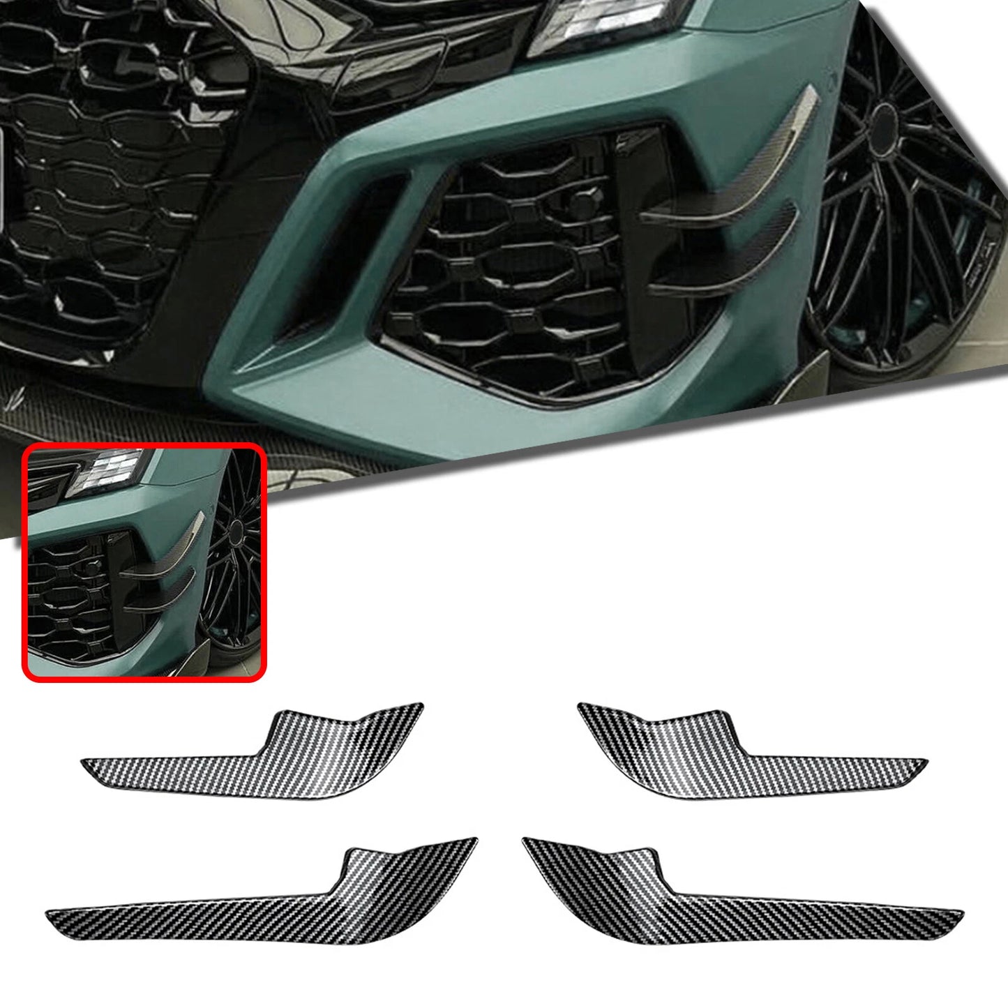 Front Bumper Side Air Vent Trims for Audi RS3 8Y (2021-2024) Carbon Look