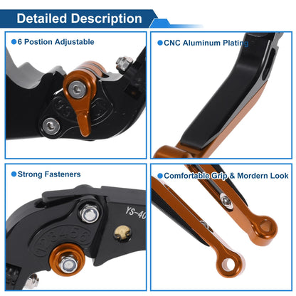 Adjustable Brake Clutch Levers for Honda CBR600RR 2007-2016 Black Orange