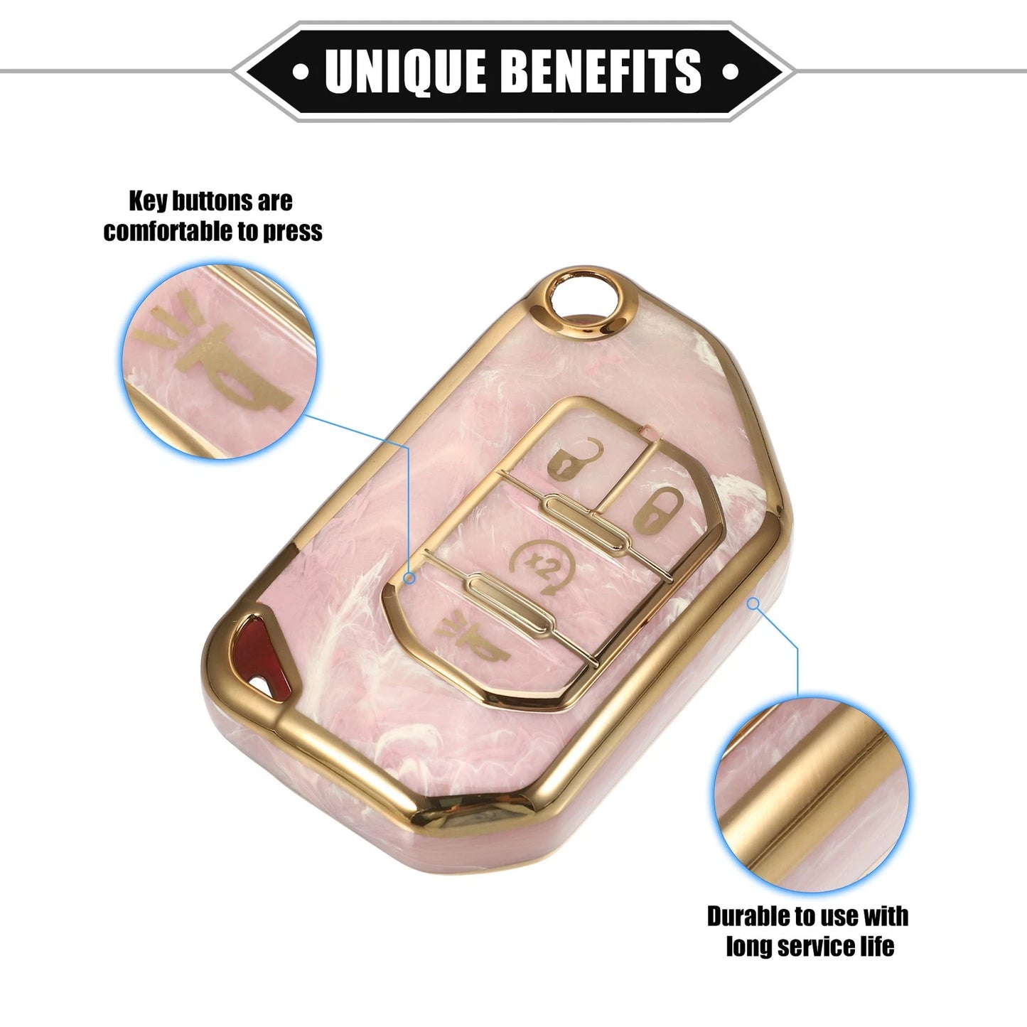 4 Button Remote Key Fob Cover for Jeep Wrangler JL JLU (2018-2023) - Pink TPU