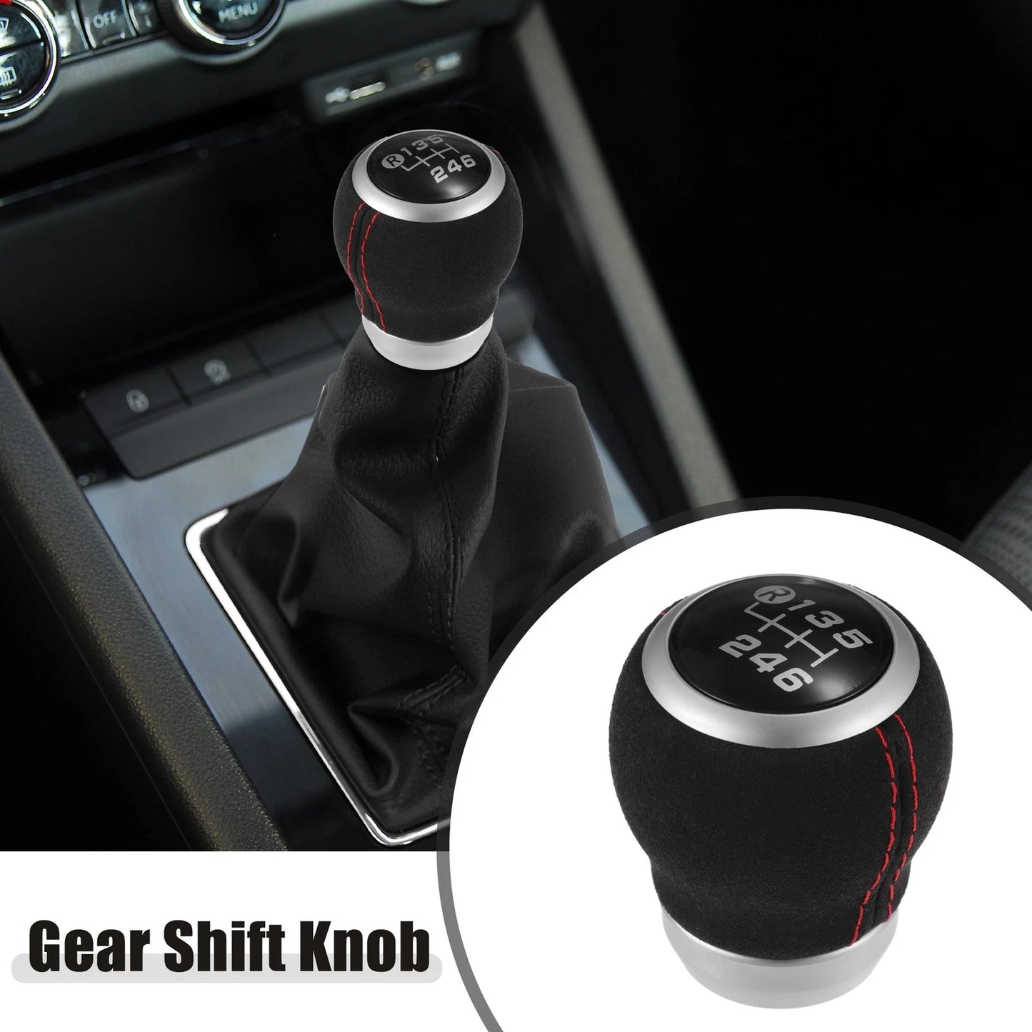Black Suede 6 Speed Manual Gear Shift Knob for Subaru Impreza WRX STI (2002-2021)