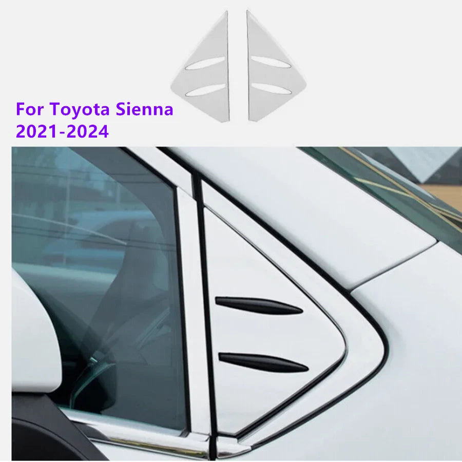 Silver Steel A-Pillar Front Triangle Cover Trim for Toyota Sienna (2021–2025)