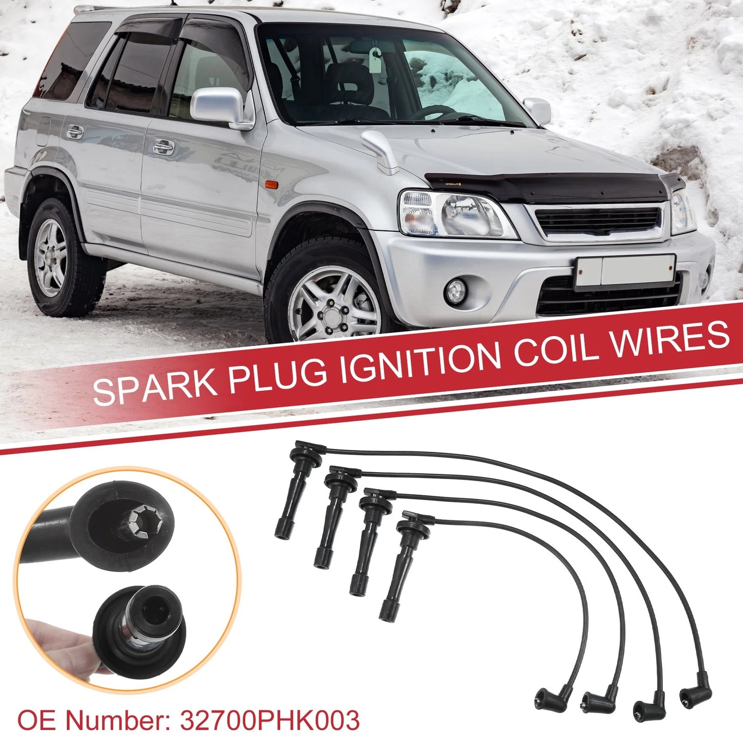 4 x Spark Plug Wire Ignition Coil Cables for Honda CR-V (1997-2001)