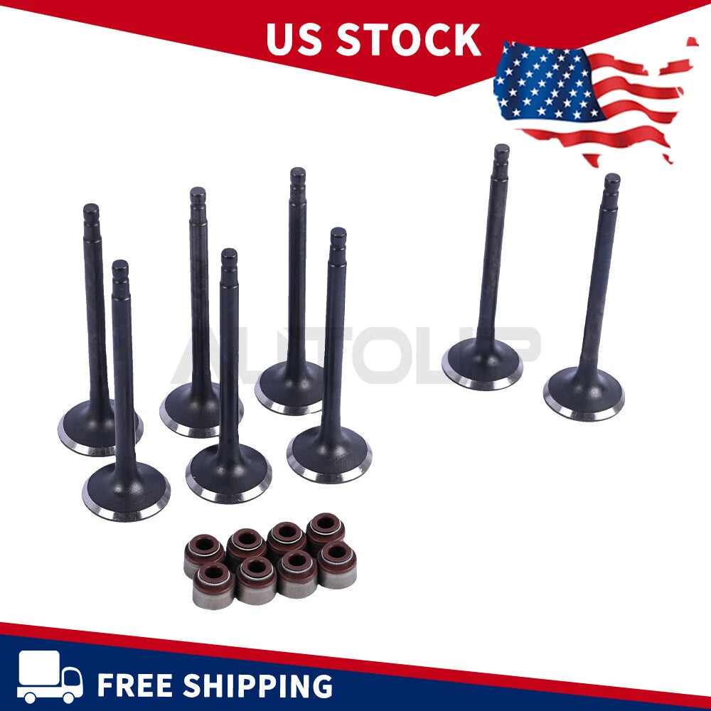 8x EXHAUST VALVES & VALVE SEALS for Nissan Altima 2.4L DOHC 16V (1998–2004)