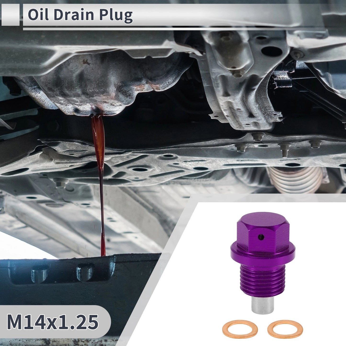 Set 1x M14x1.25 Engine Oil Drain Plug with Gasket for Car/Motorcycle/Boat