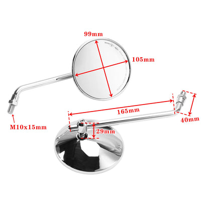 Chrome Round Motorcycle Mirror Ø 100 M10 for Classic Bikes