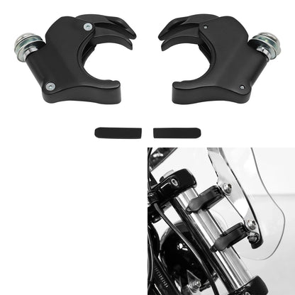 4 x 49mm Windshield Clamps Black for Harley Dyna, V Rod, Sportster