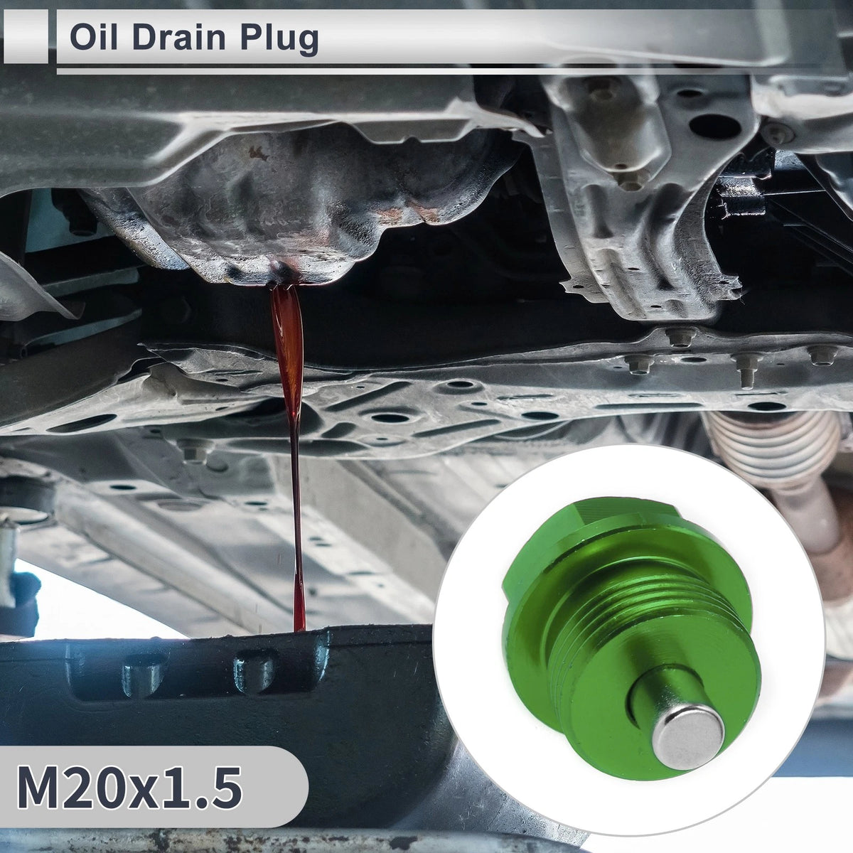 Set M20x1.5 Engine Oil Drain Plug with Gasket for Car Motorcycle Boat Green