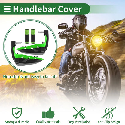 Hand Grips Cover Kit for Motorcycle Handlebar Rubber Diamond Pattern Green