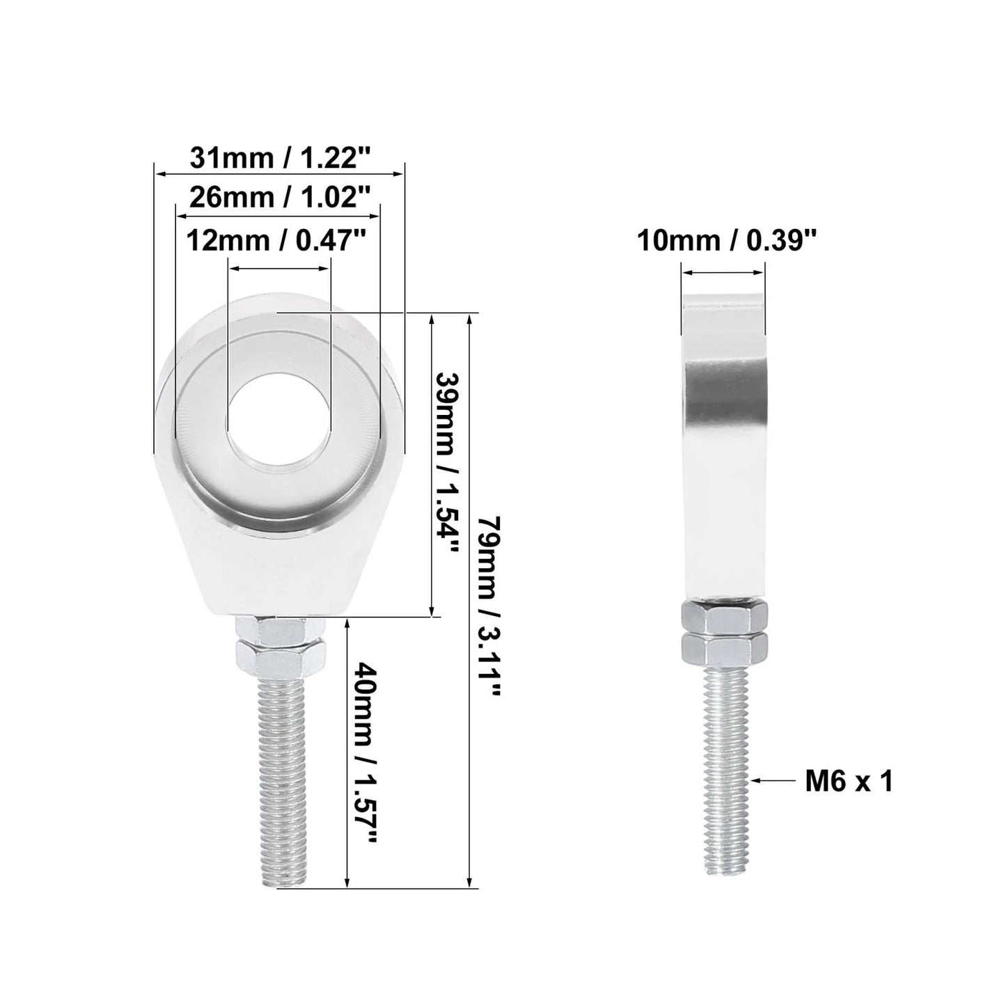 2 x 12mm Dia Hole Metal Universal Motorcycle Chain Axle Adjuster Tensioner for Motorcycle