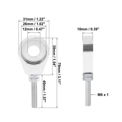 2 x 12mm Dia Hole Metal Universal Motorcycle Chain Axle Adjuster Tensioner for Motorcycle
