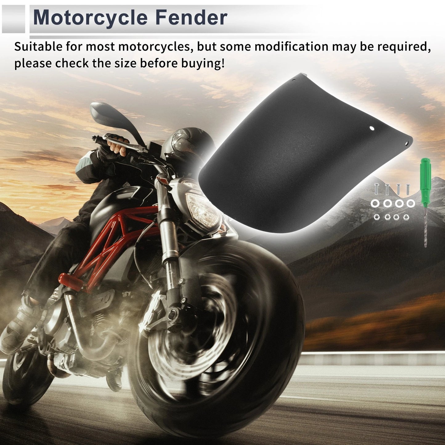 Front Splash Guard 22x11cm Wheel Cover for Motorcycle