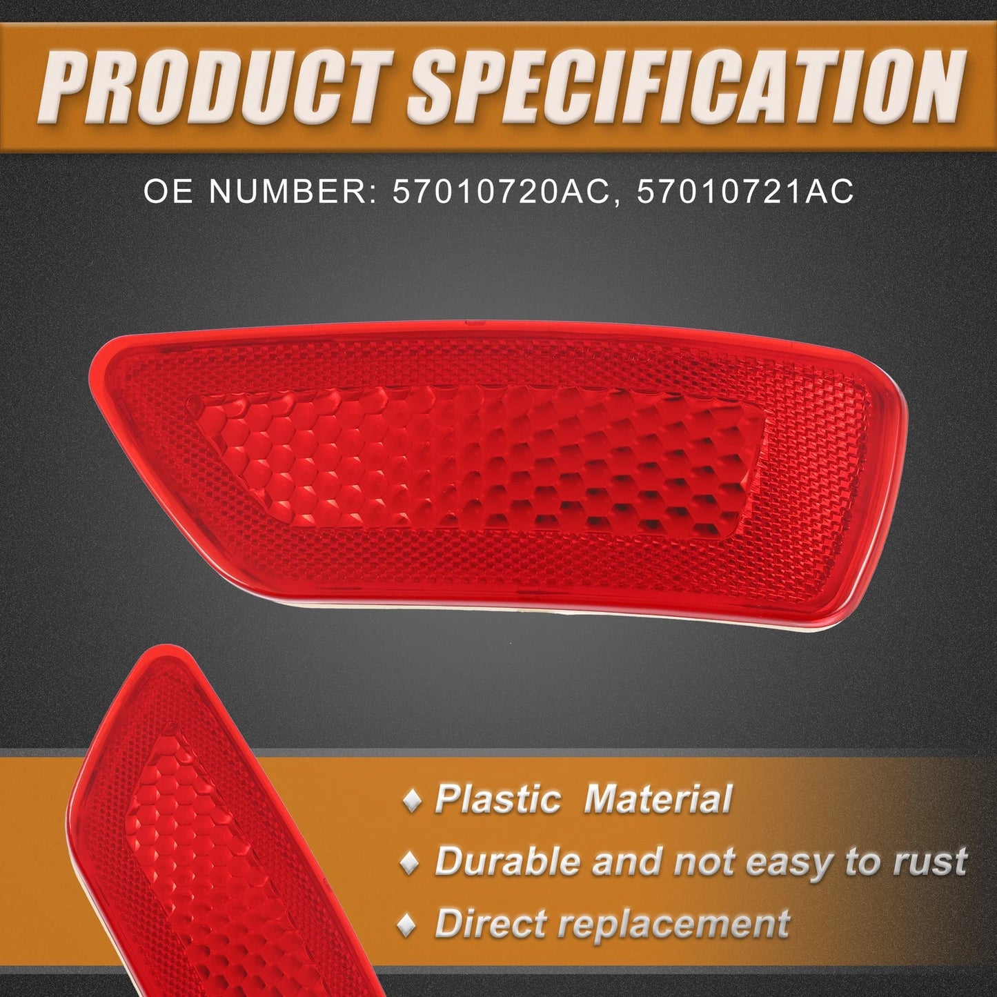 Rear Right Bumper Reflector Light Cover for Jeep Grand Cherokee (2011-2020)